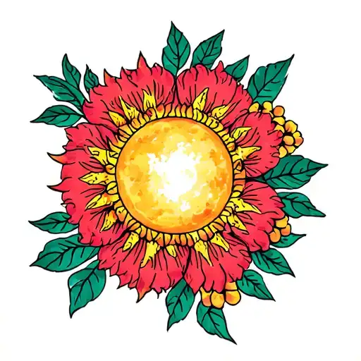 Filipino Sun With Flowers Blooming