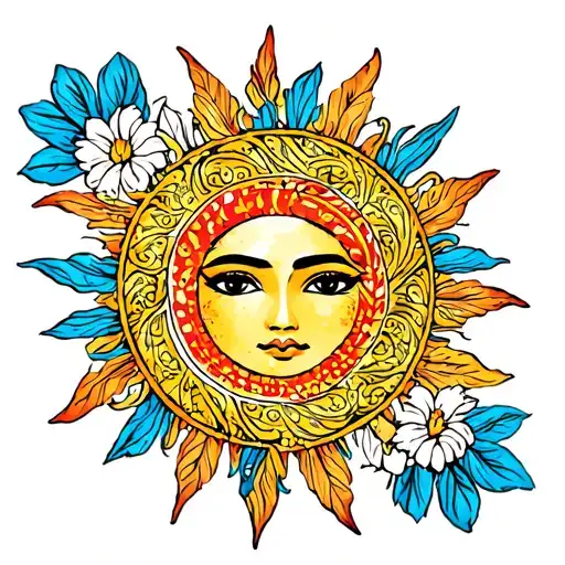 Filipino Sun With Flowers Around It