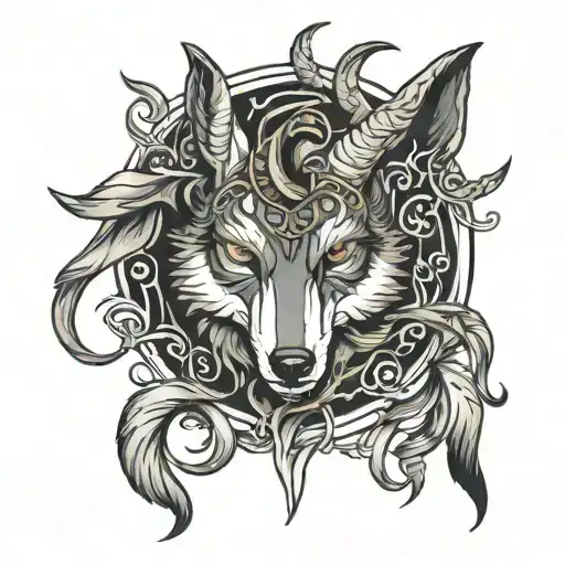 Witchy Wolf And Ram Horns