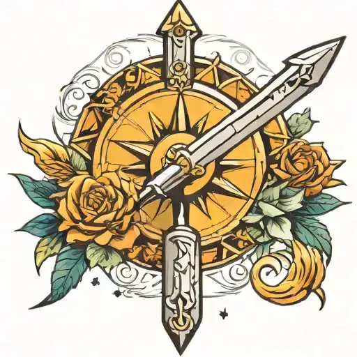 Dagger With Sun Moon And Star Detailing Around The Blade