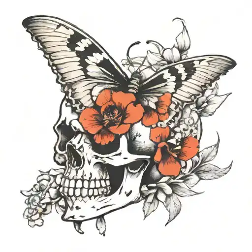 Butterfly Snap Dragons Skull