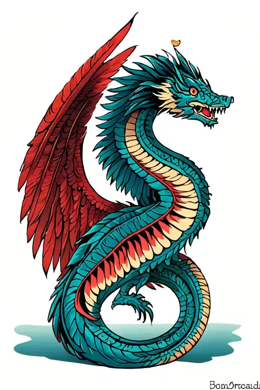 Feathered Aztec Winged Serpent