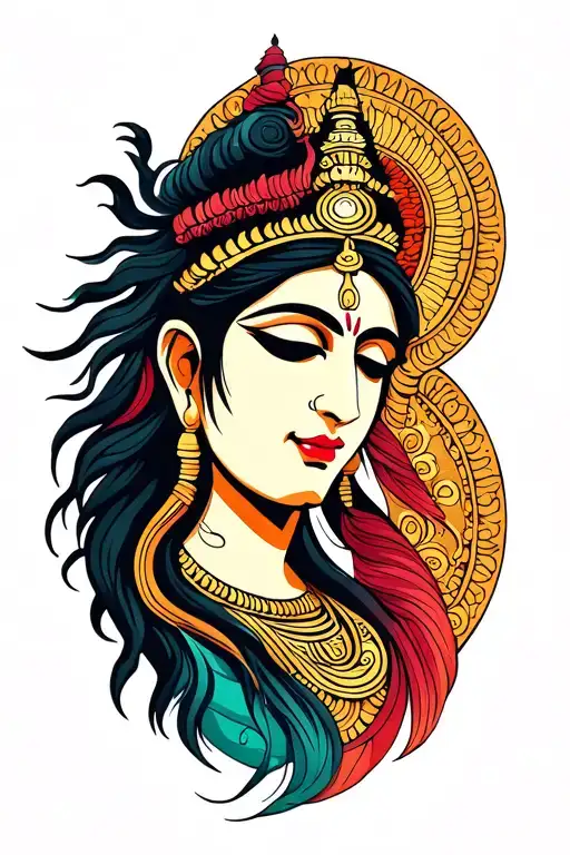 Lord Shiva And Devi Shakti Symbolic Minimalist