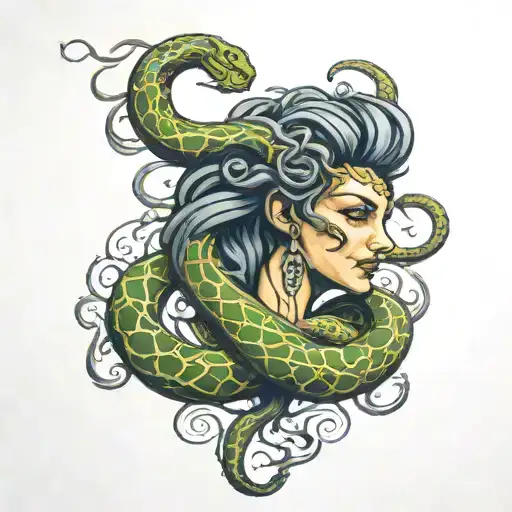 Medusa Body Snake Slithering Side