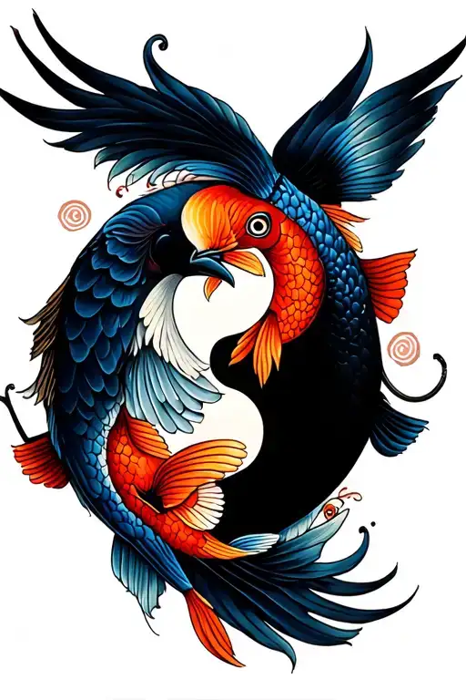 Bird And Fish Ying Yang