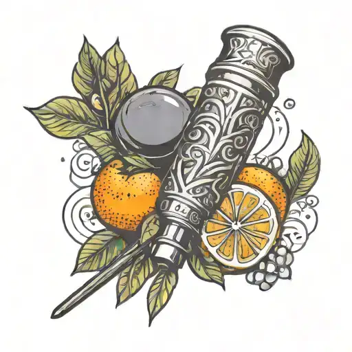 Police Baton And Orange Fruit With