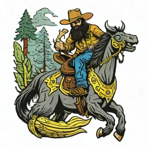 Cowboy Sasquatch Bullriding A Banana Slug