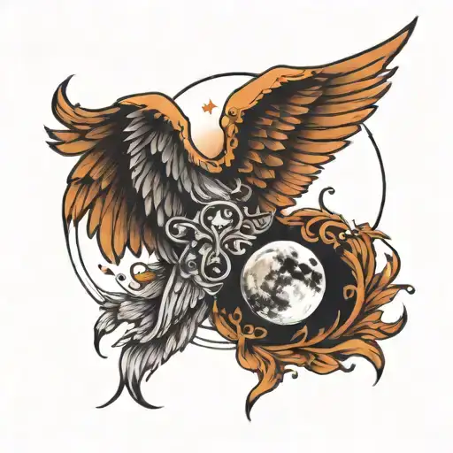 Wings And Moon Merging Together