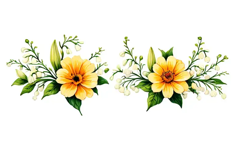 Lily Of The Valley And Marigold And Daisy