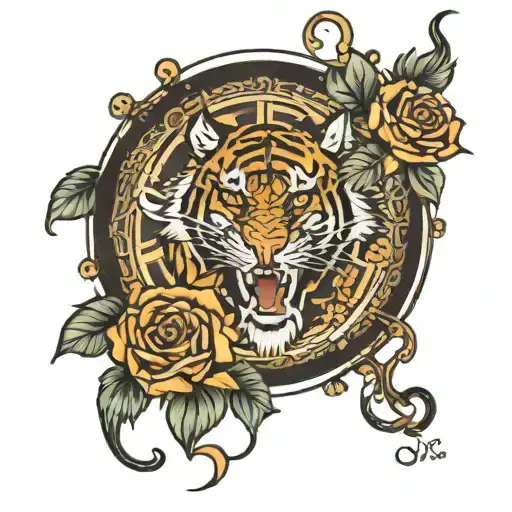 Tiger Roses Clock Bible Quote