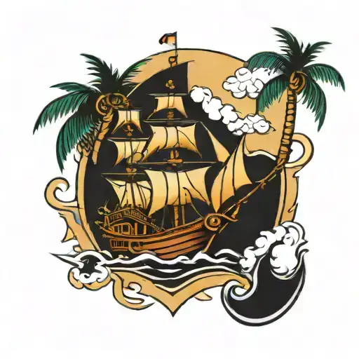 Pirate Ship Palm Trees