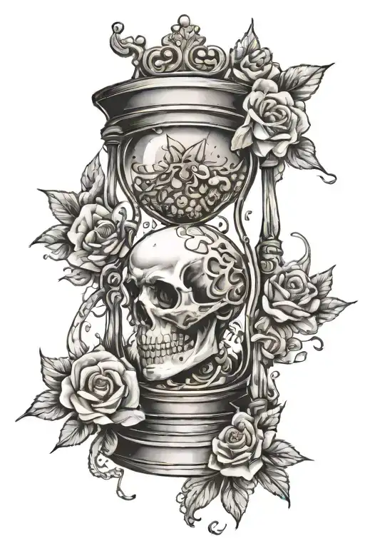 A Skull In An Hourglass Filled With The Sands Of Time