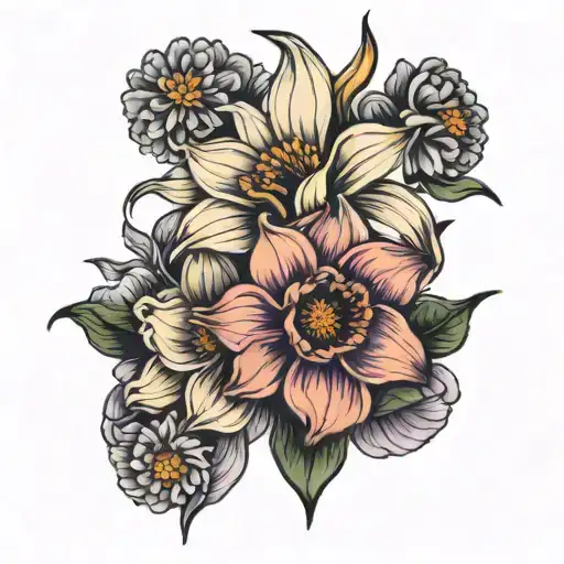 Fine Line Daffodil Chrysanthemum Violet