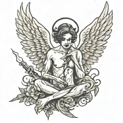 Fallen Angel With Syringe Filled