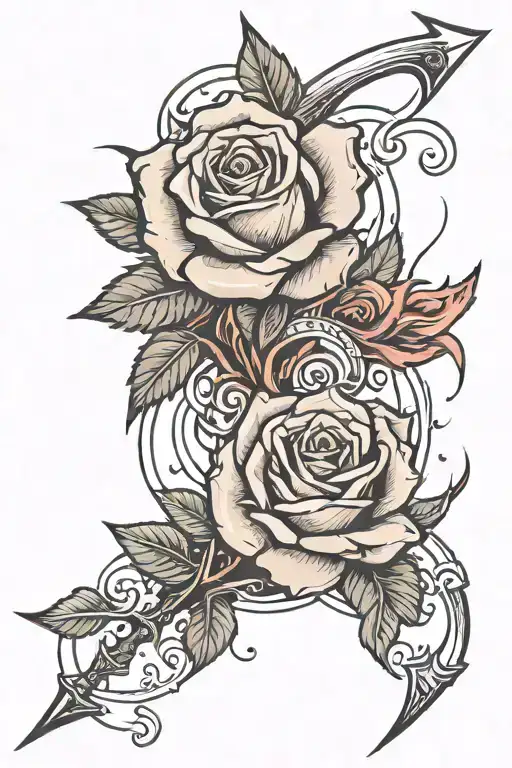 Rose On Fire With Arrow In It And A Jupiter That Is Connected To Controler