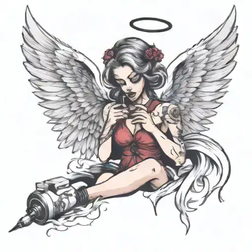 Fallen Angel With Syringe In Her Arm