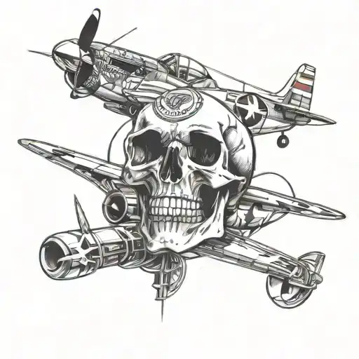 Skull And P51 Mustang Aeroplane
