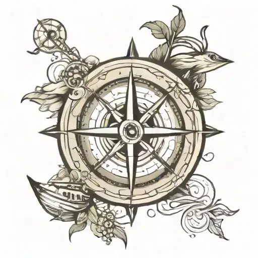 Compass Rose Inside A Compass With Inside A Boat