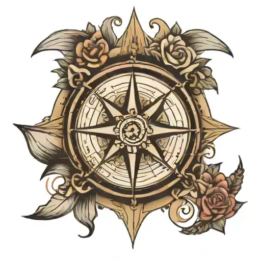 Compass Rose Inside A Compass With Inside A Boat