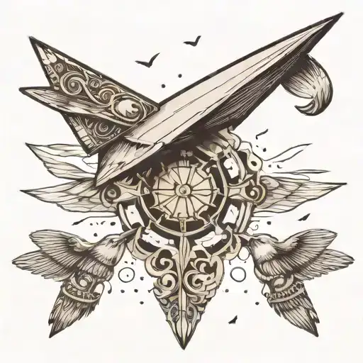 Paper Airplane Flying Launched By Children Playing