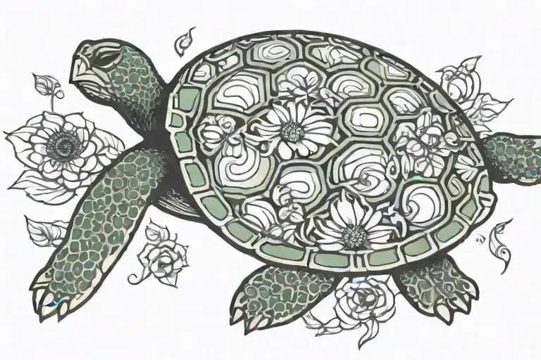 Turtle And Sunflower Shell Pattern