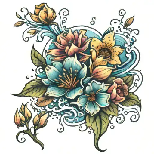 Miscellaneous Flowers Floating In Water