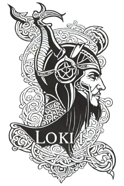 Loki Name With Viking Helmet