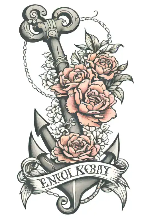 Anchor With Peonys And Memorial Dates For Forearm