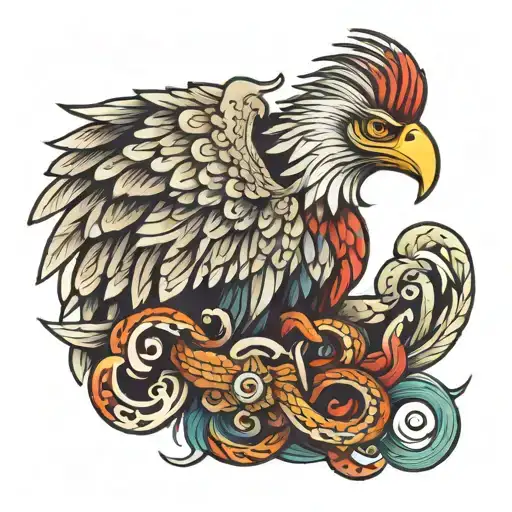 Mexican Eagle With A Feathered Snake Wrapped Together