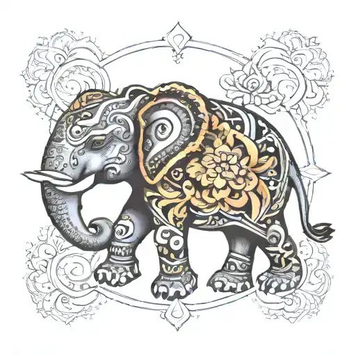 Small Elephant With Mandala Inside