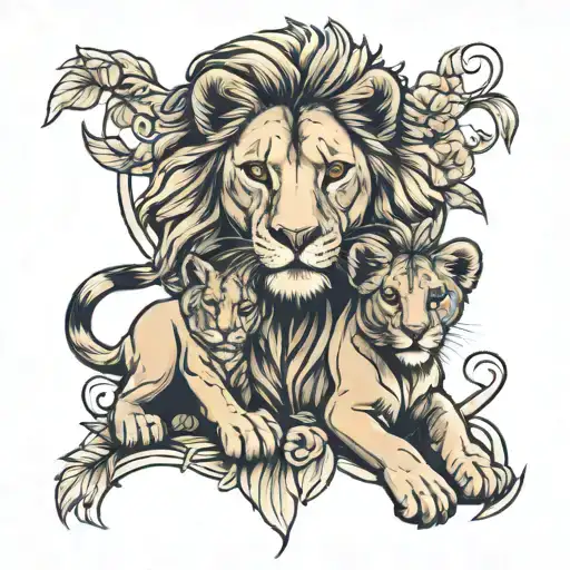 Lioness And Female Lion Cub