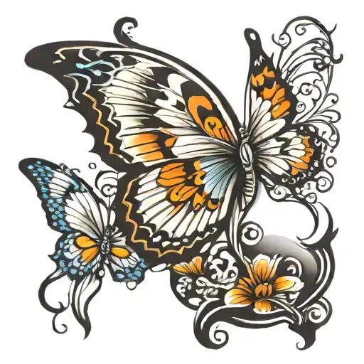 Letter F And Butterfly Wing