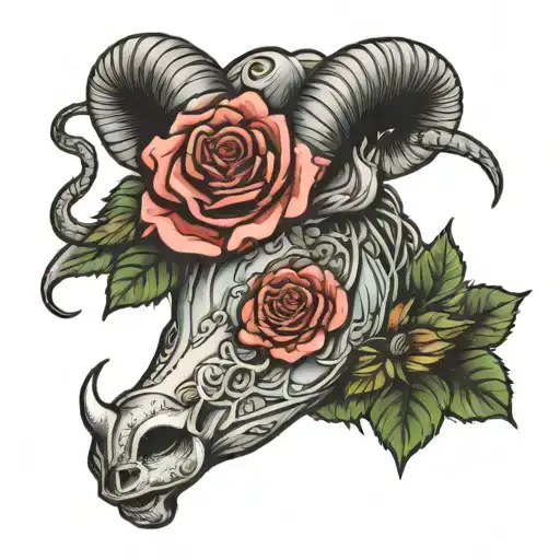 Capricorn Zodiac Sign With Roses Wrapped