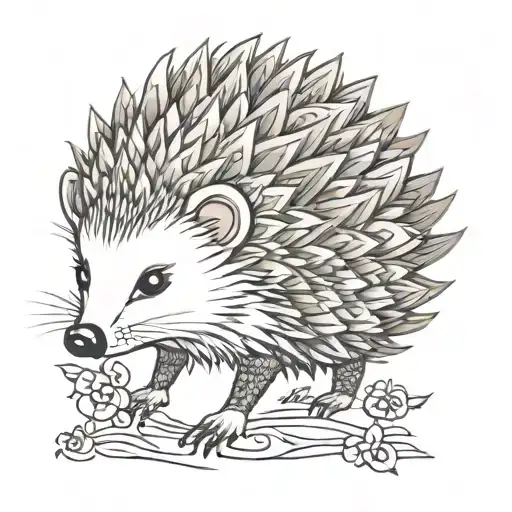 Hedgehog Line Art Style Illustration