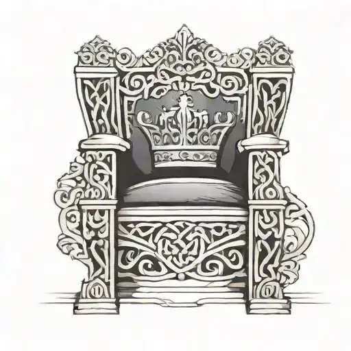 Side Profile Of A Throne With A Celtic Crown On The Ground