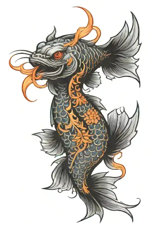 Evil Koi Fish Transforming Metal Into A Phoenix