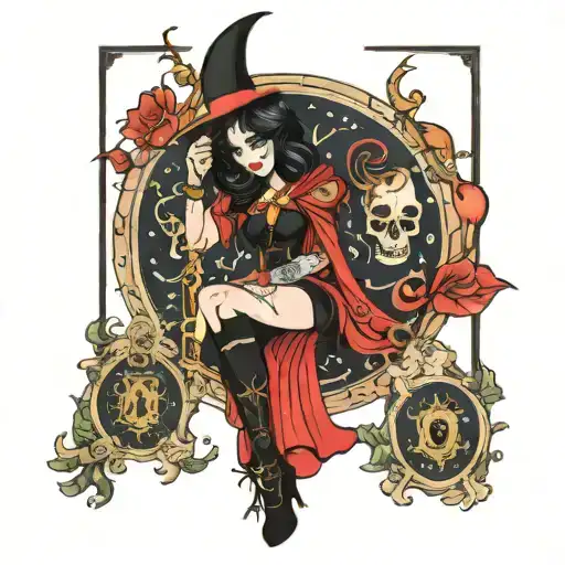 Goth Girl Magician Tarot Card