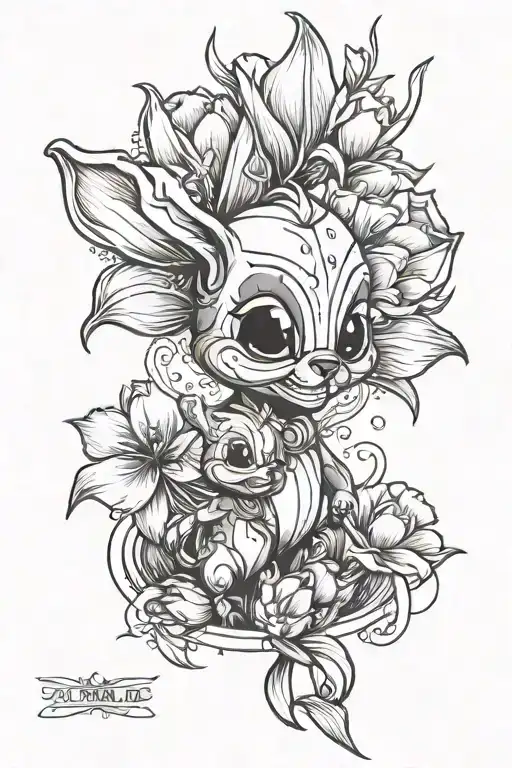 Tulips And Stitch Cartoon