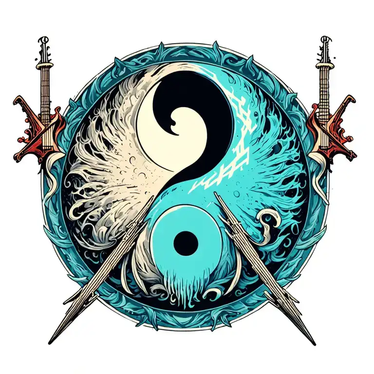 Rammstein And Metallica Symbol In Yinyang