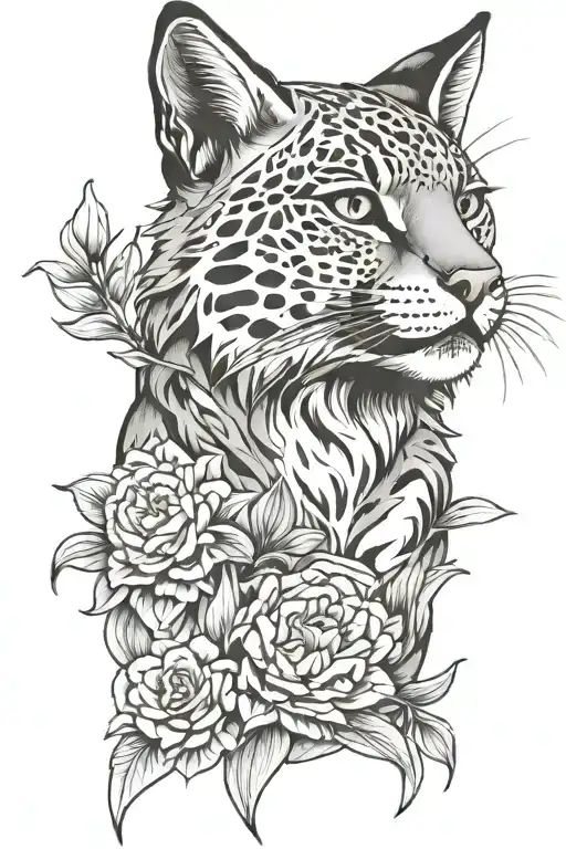 Bobcat Full Body Fine Line Grey Scale