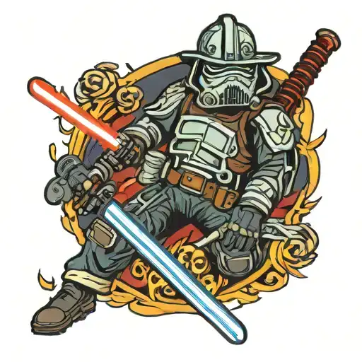 Lightsaber And Firefighter Ax