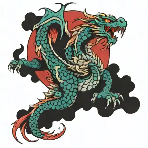 Traditional Japanese Dragon Flying