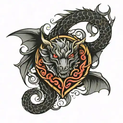 Dragon Wrapped Round Heart