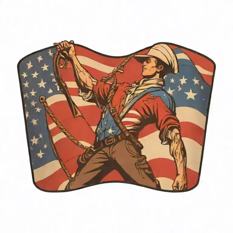 Minuteman With American Flag Waving