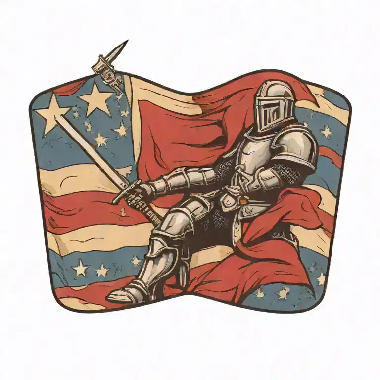 Knight Holding An American Flag