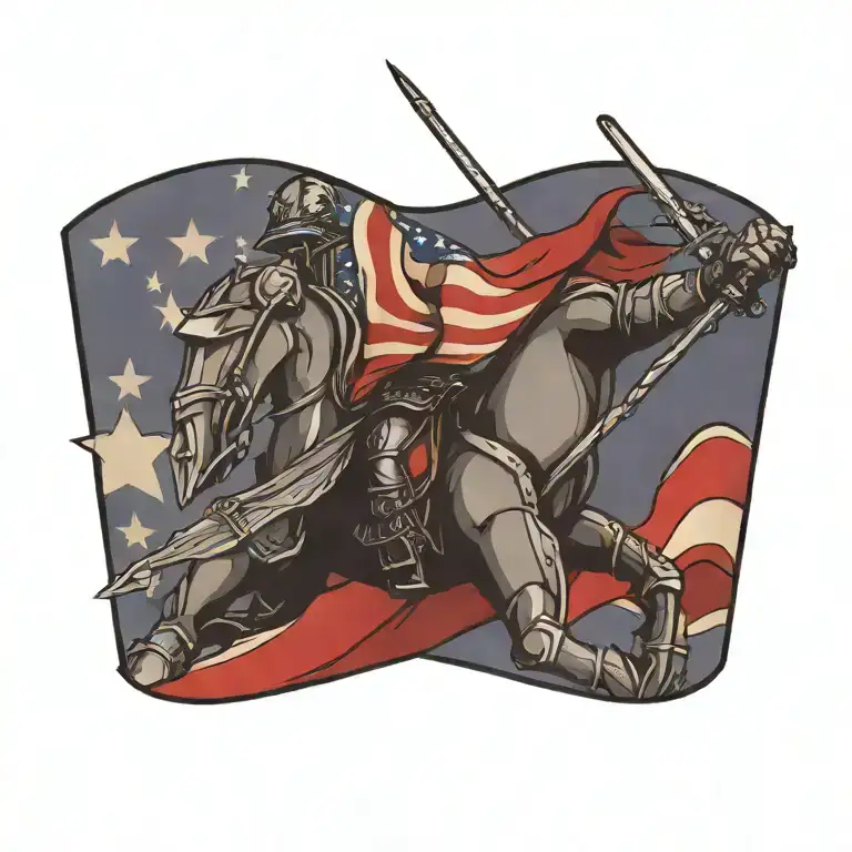 Knight Holding An American Flag