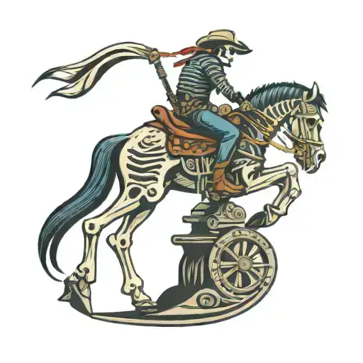 Cowboy Skeleton On Skeleton Horse