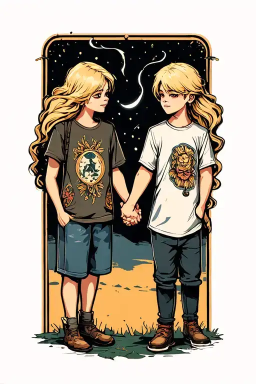 Blonde Hair Girl Holding Hands With Blonde Hair Boy