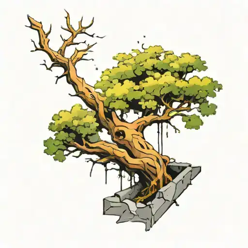 Tree Breaking Through The Concrete