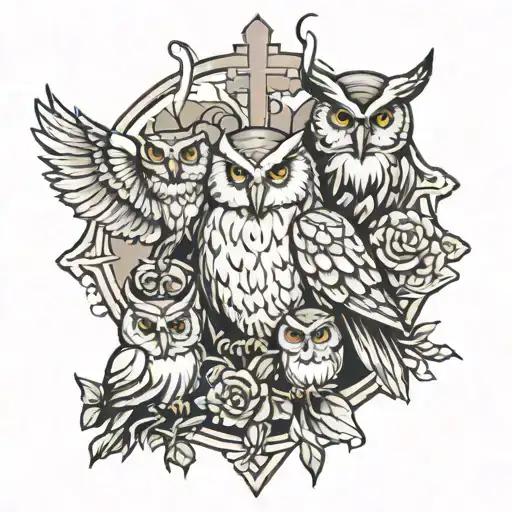 Owl Jesus Family Cross